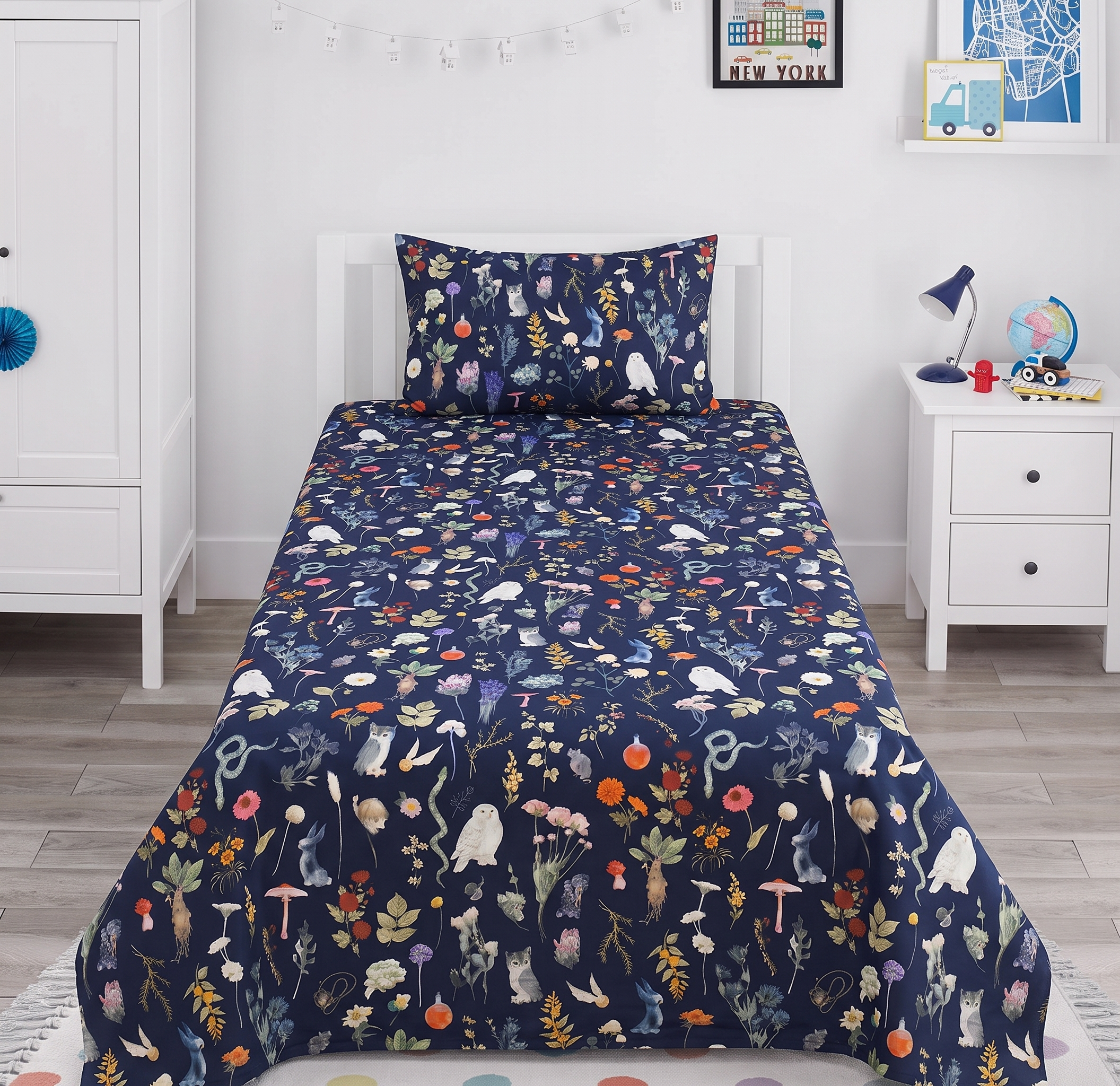 Colorful Animal and Nature Themed kids Percale Bed Sheet