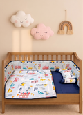 Colorful Road and Vehicle Themed Baby Cot Set