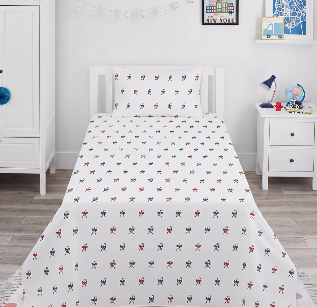 Colorful Small Bows  kids Percale Bed Sheet
