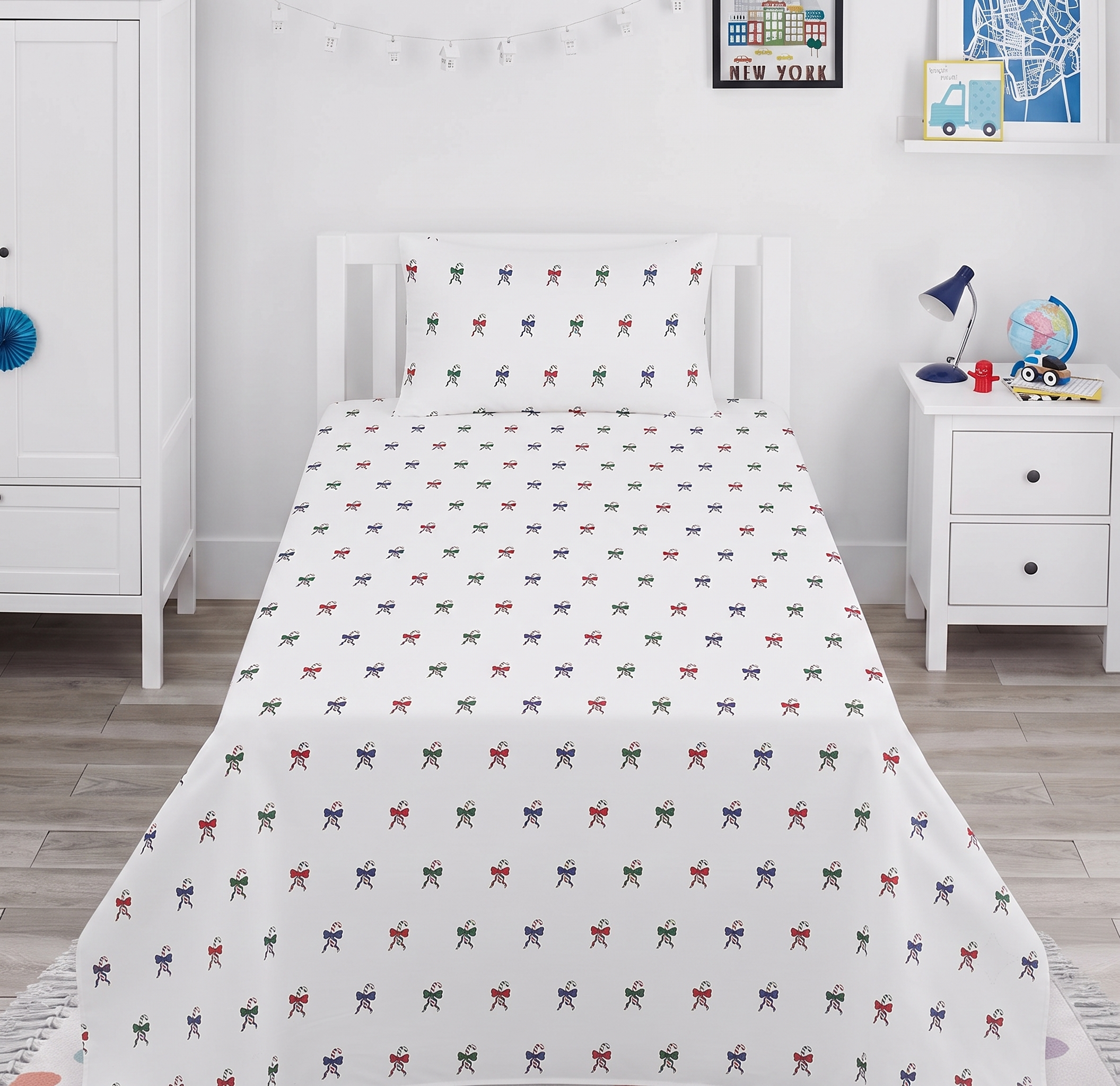 Colorful Small Bows  kids Percale Bed Sheet