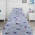 Colorful various ships and boats Themed  kids Cotton Bed Sheet