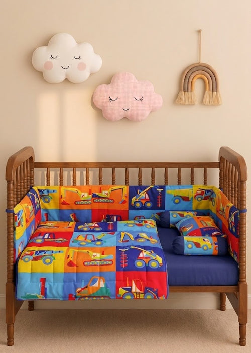 Construction Vehicles Baby Cot Set