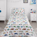 Construction vehicles kids Cotton Bed Sheet