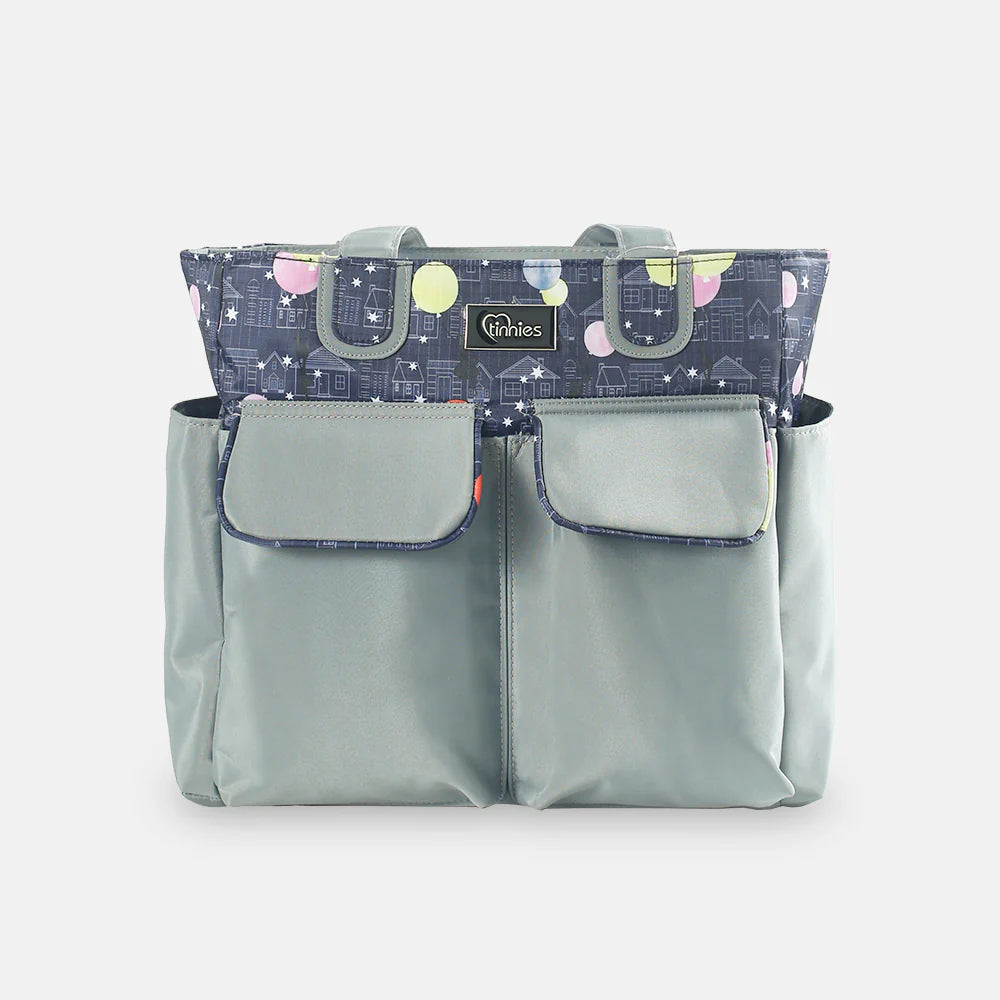 TINNIES COMPACT DIAPER BAG WITH CHANGING PAD – GREY