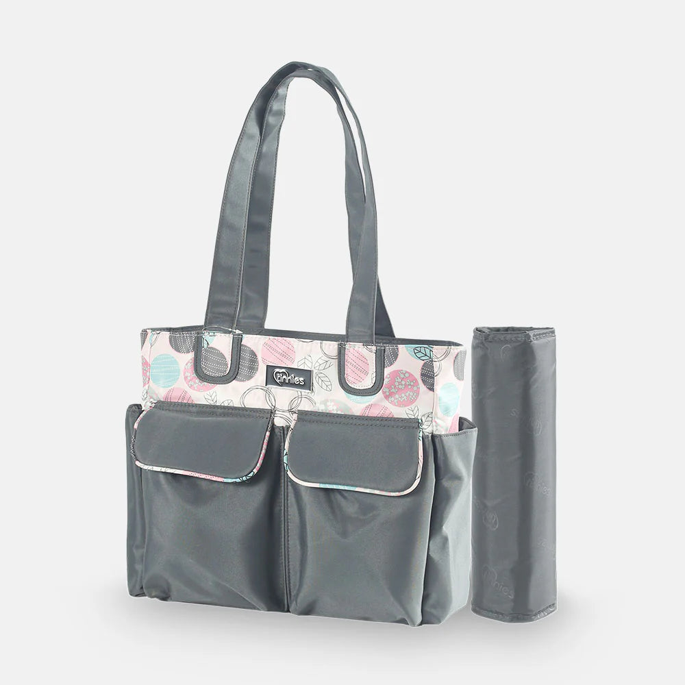 TINNIES COMPACT DIAPER BAG WITH CHANGING PAD – GREY