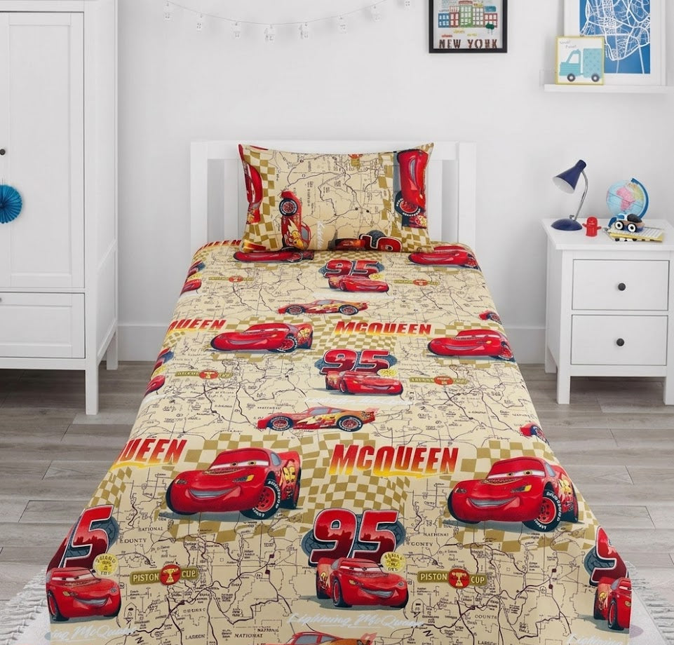 Disney Pixar Cars Lightning McQueen kids Cotton Bed Sheet