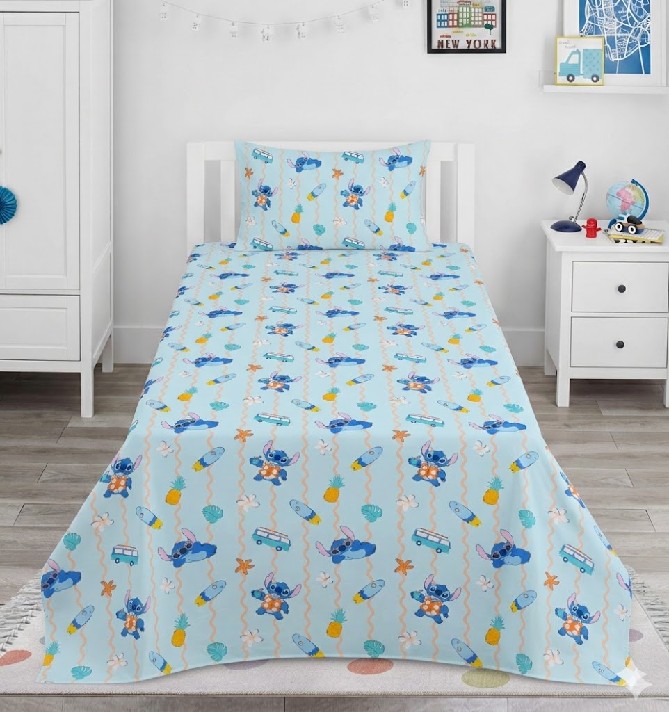 Disney character Stitch kids Cotton Bed Sheet