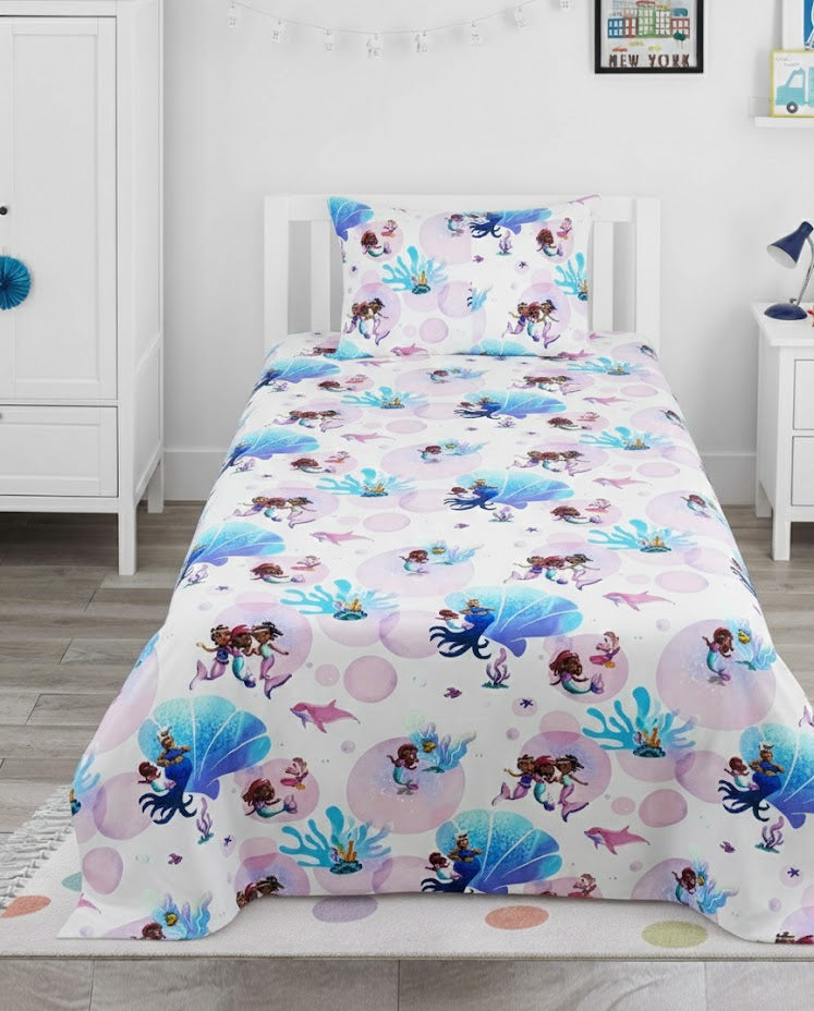 Disney's The Little Mermaid characters kids Cotton Bed Sheet