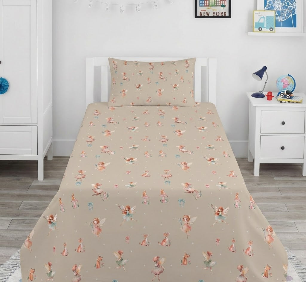 Fairy-Themed kids Cotton Bed Sheet