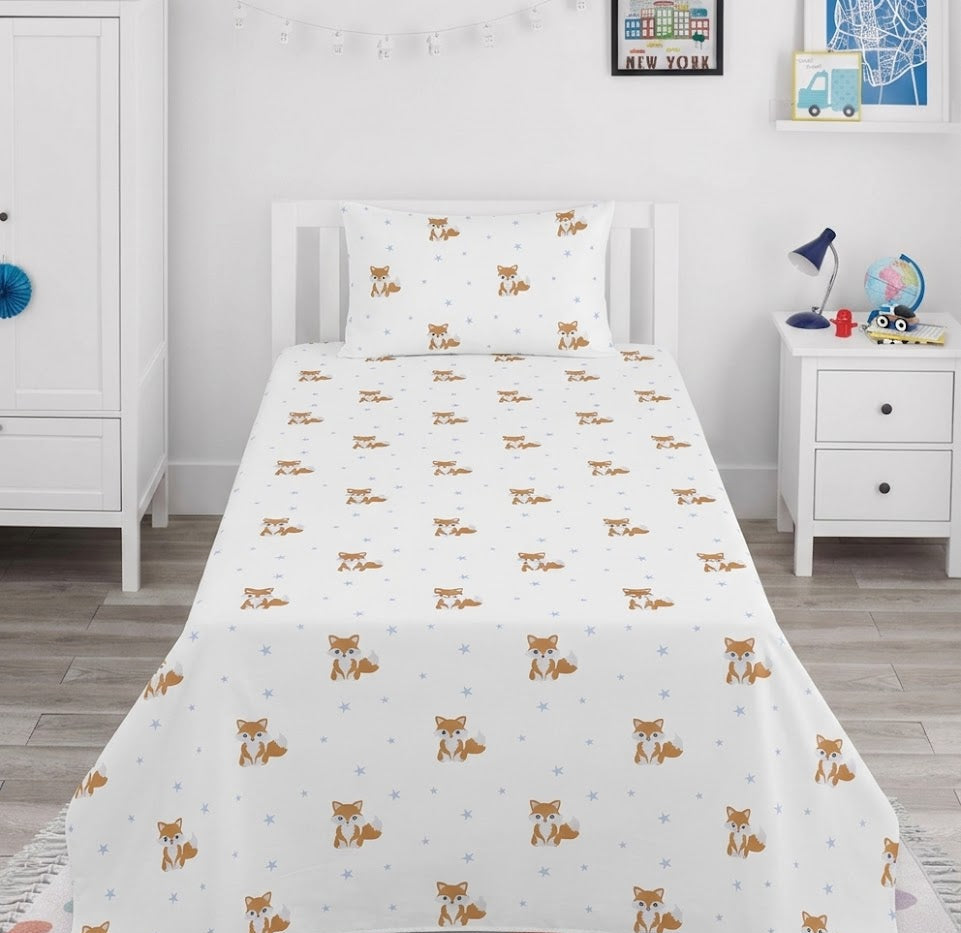 Fox Pattern kids Cotton Bed Sheet