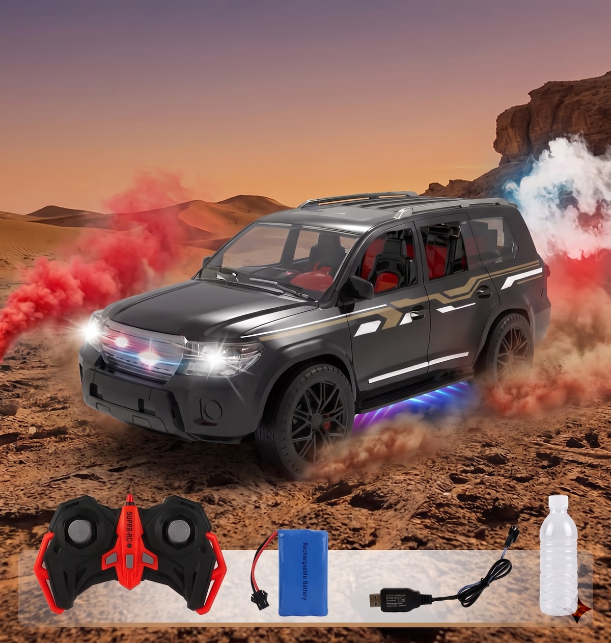 Land Cruiser 1:14 Scale Remote Control Urban Off-Road SUV With Light and Smoke