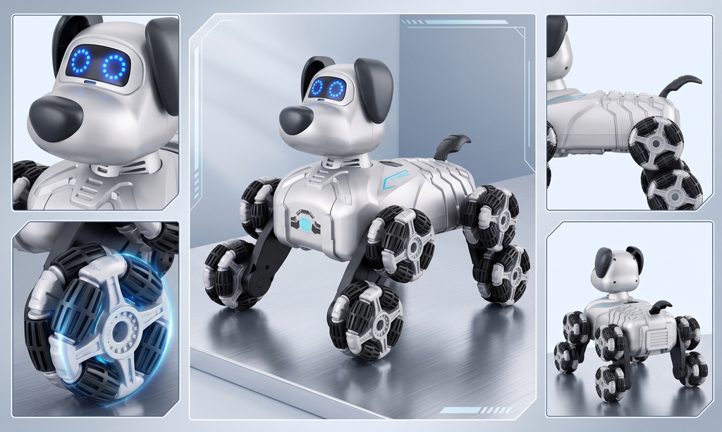 Remote Control And Hand Gesture Eight-Wheel Robot Stunt Dog