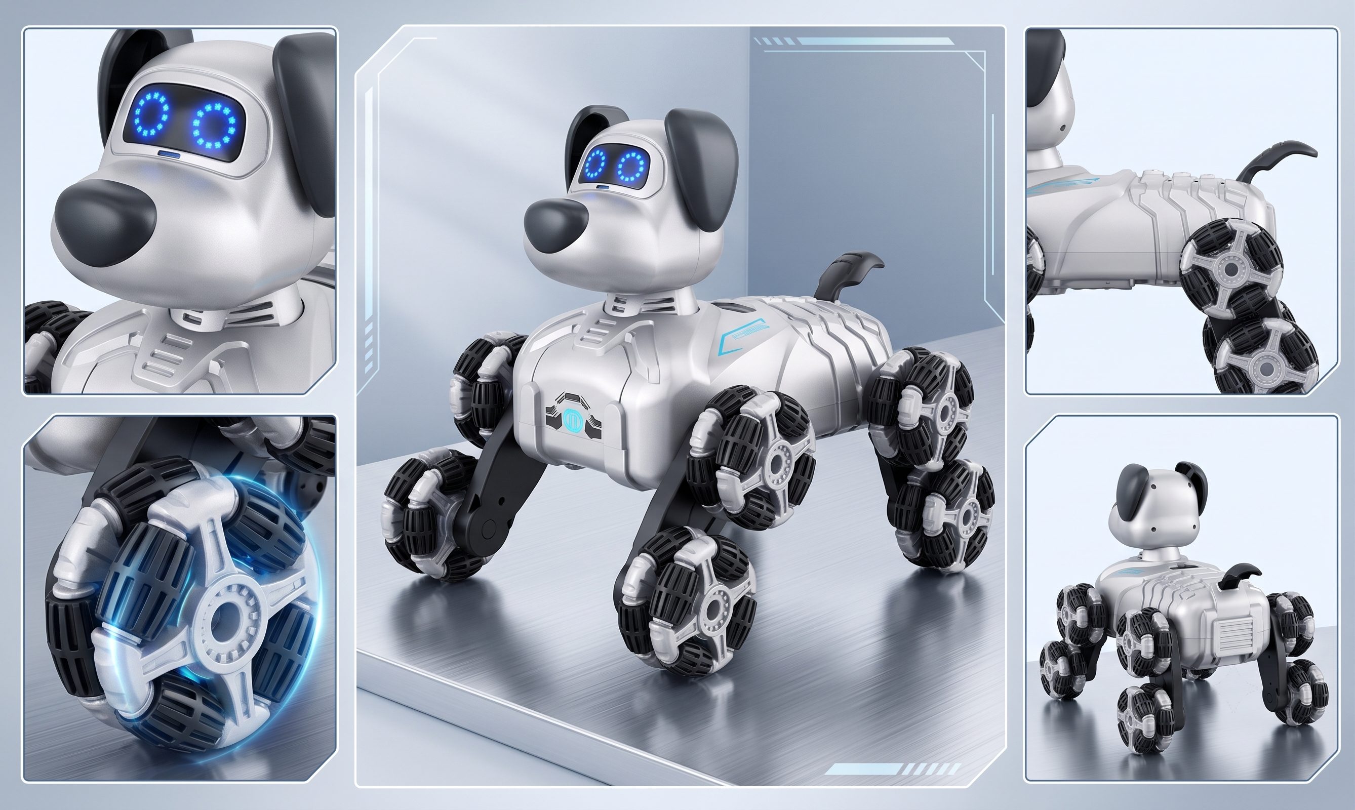 Remote Control And Hand Gesture Eight-Wheel Robot Stunt Dog
