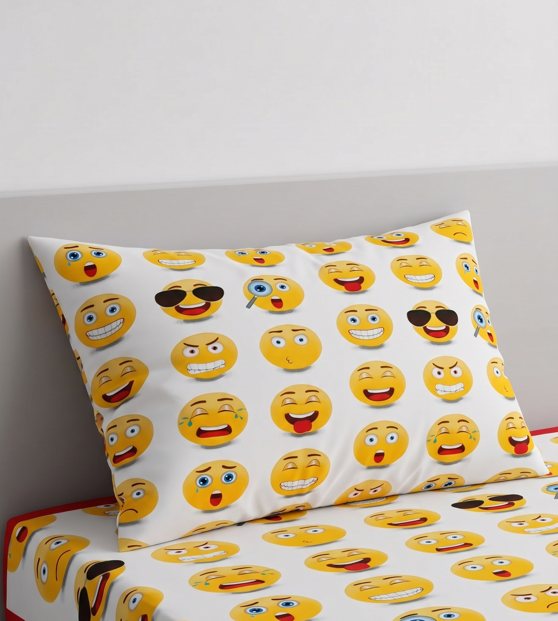 Various Expressions Emoji Themed kids Cotton Bed Sheet
