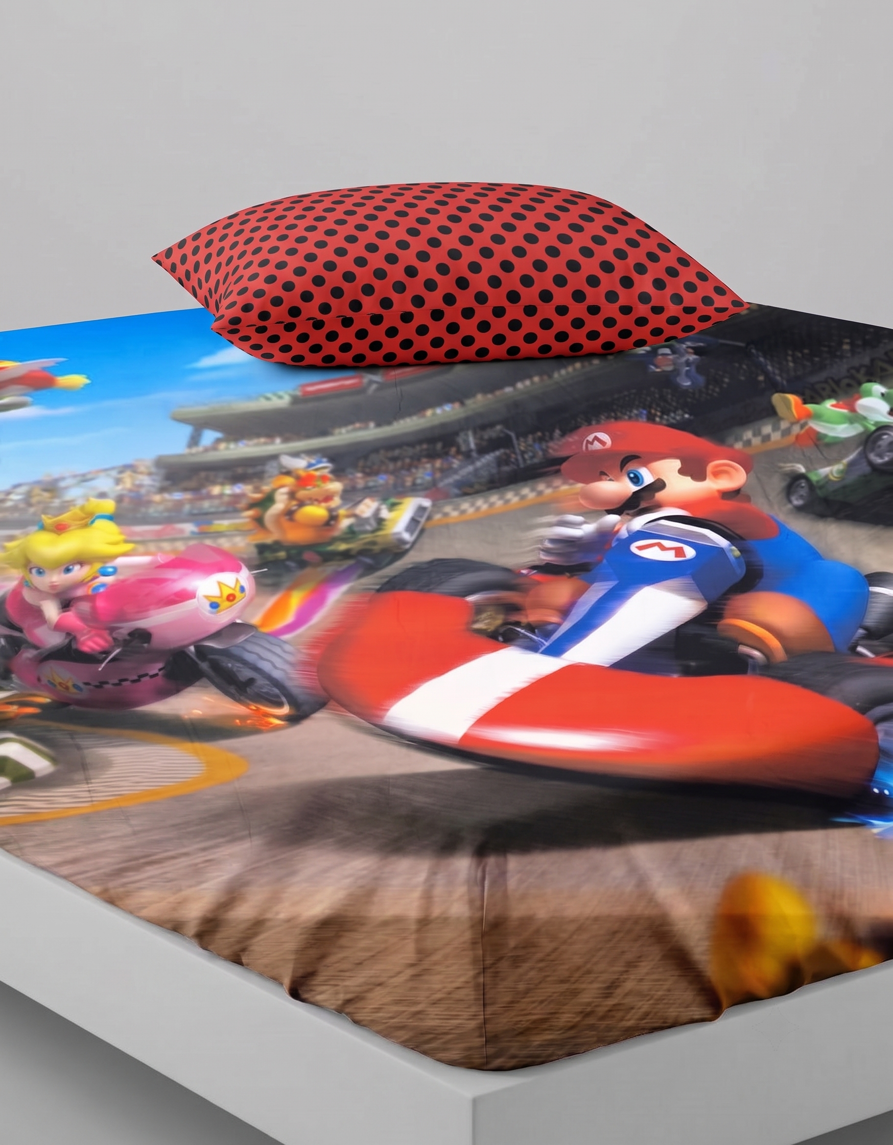 Super Mario Kart Themed kids percale Bed Sheet