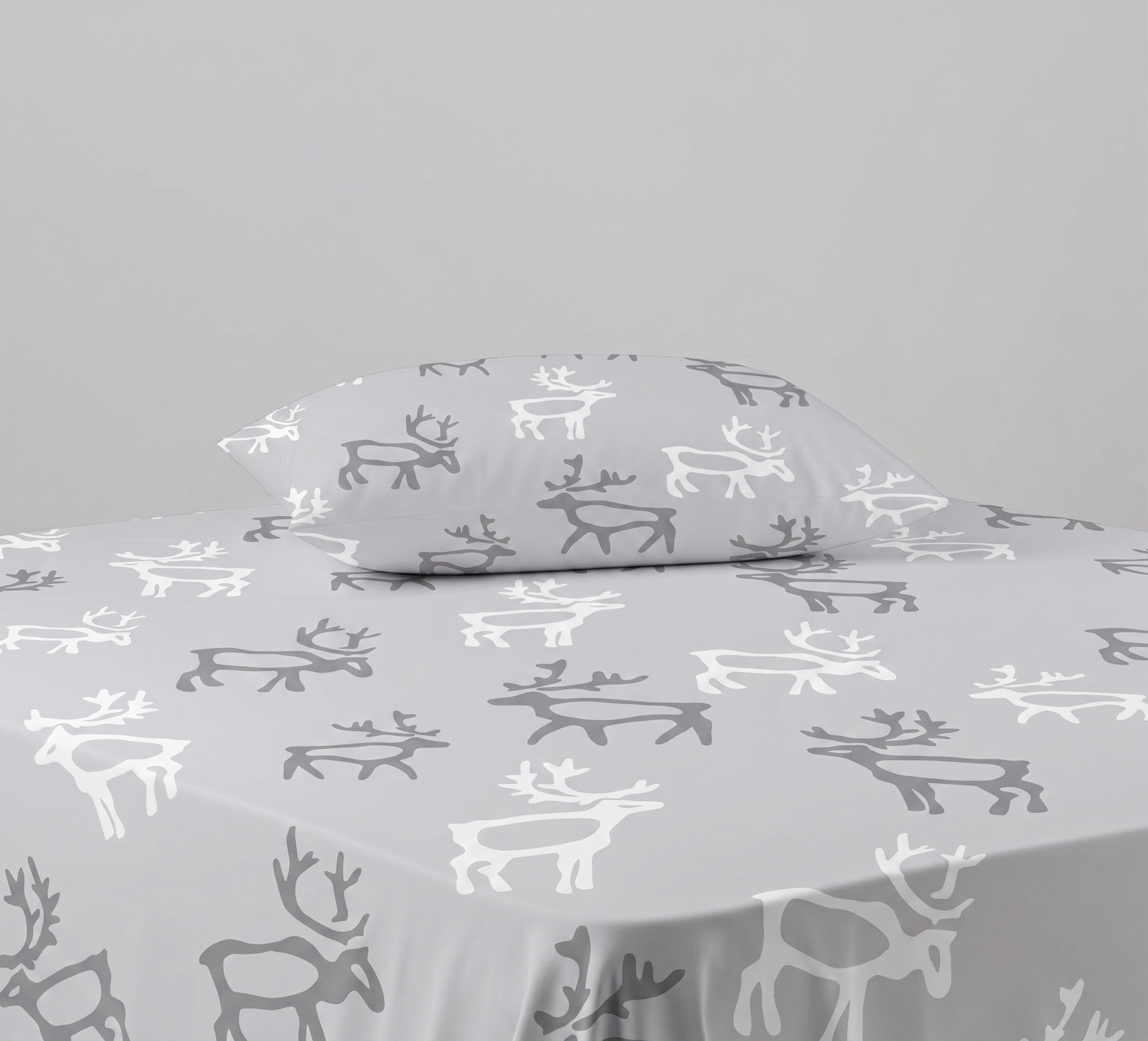 Grey Deer Themed kids Percale Bed Sheet