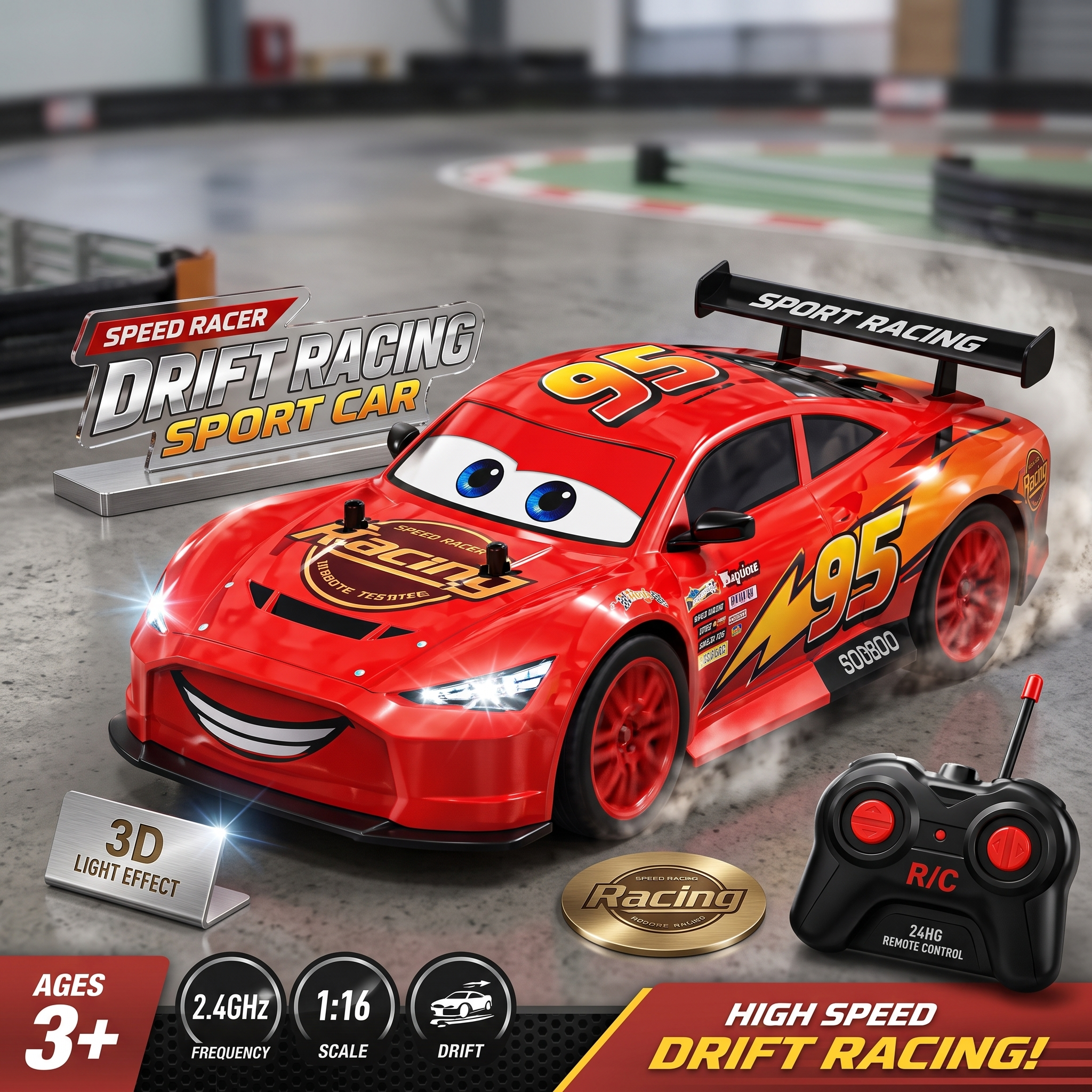 Disney Cars Lightning McQueen Style Remote Control Drift Racing Car