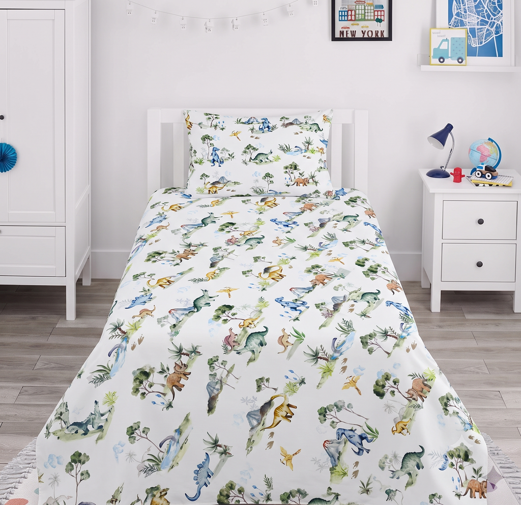 Colorfull Dinosaurs Print kids Cotton Bed Sheet