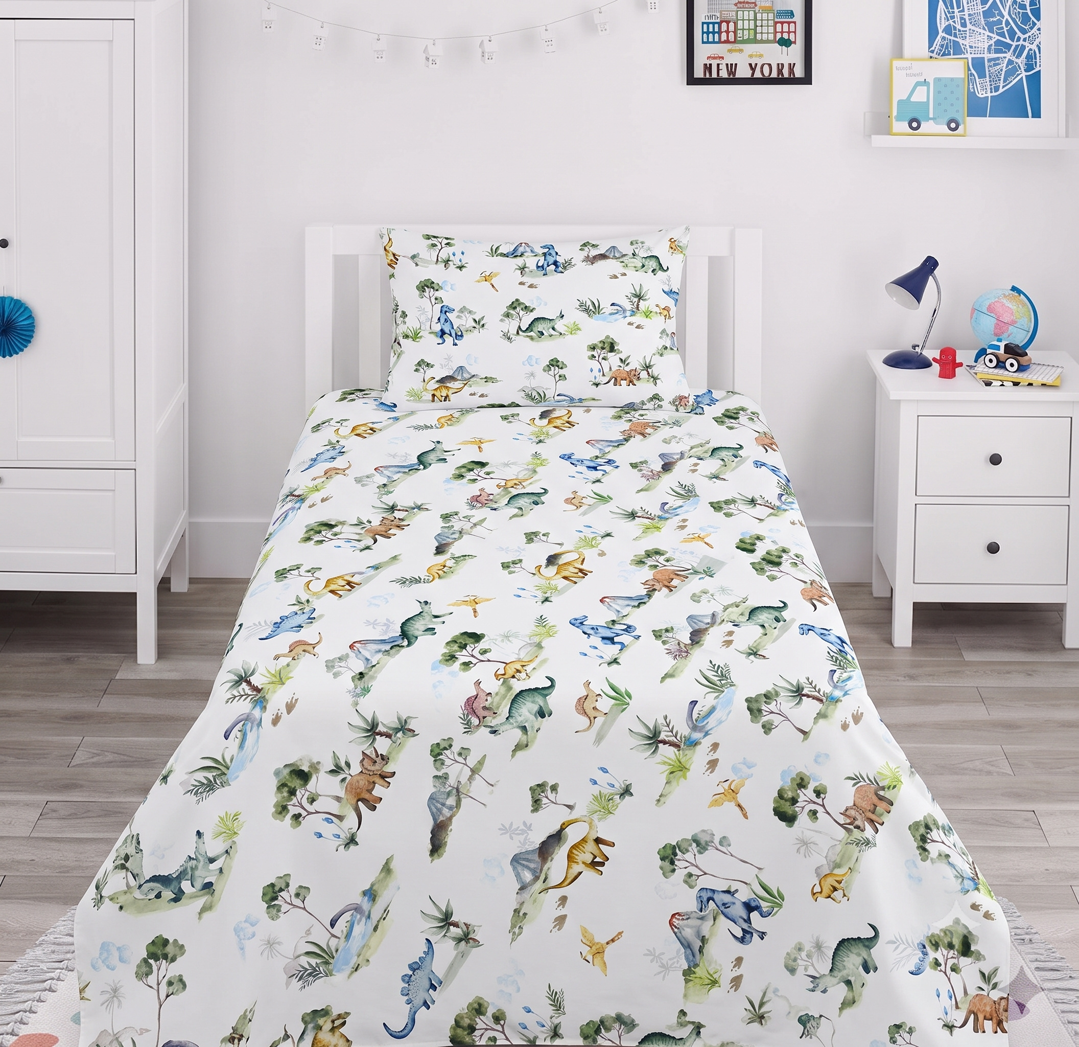 Colorfull Dinosaurs Print kids Cotton Bed Sheet