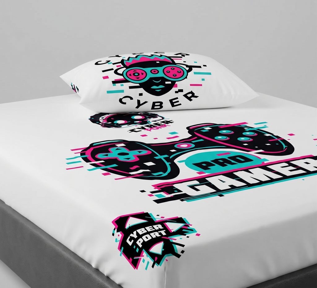 Cyber Sport Gaming Themed kids Cotton Bed Sheet