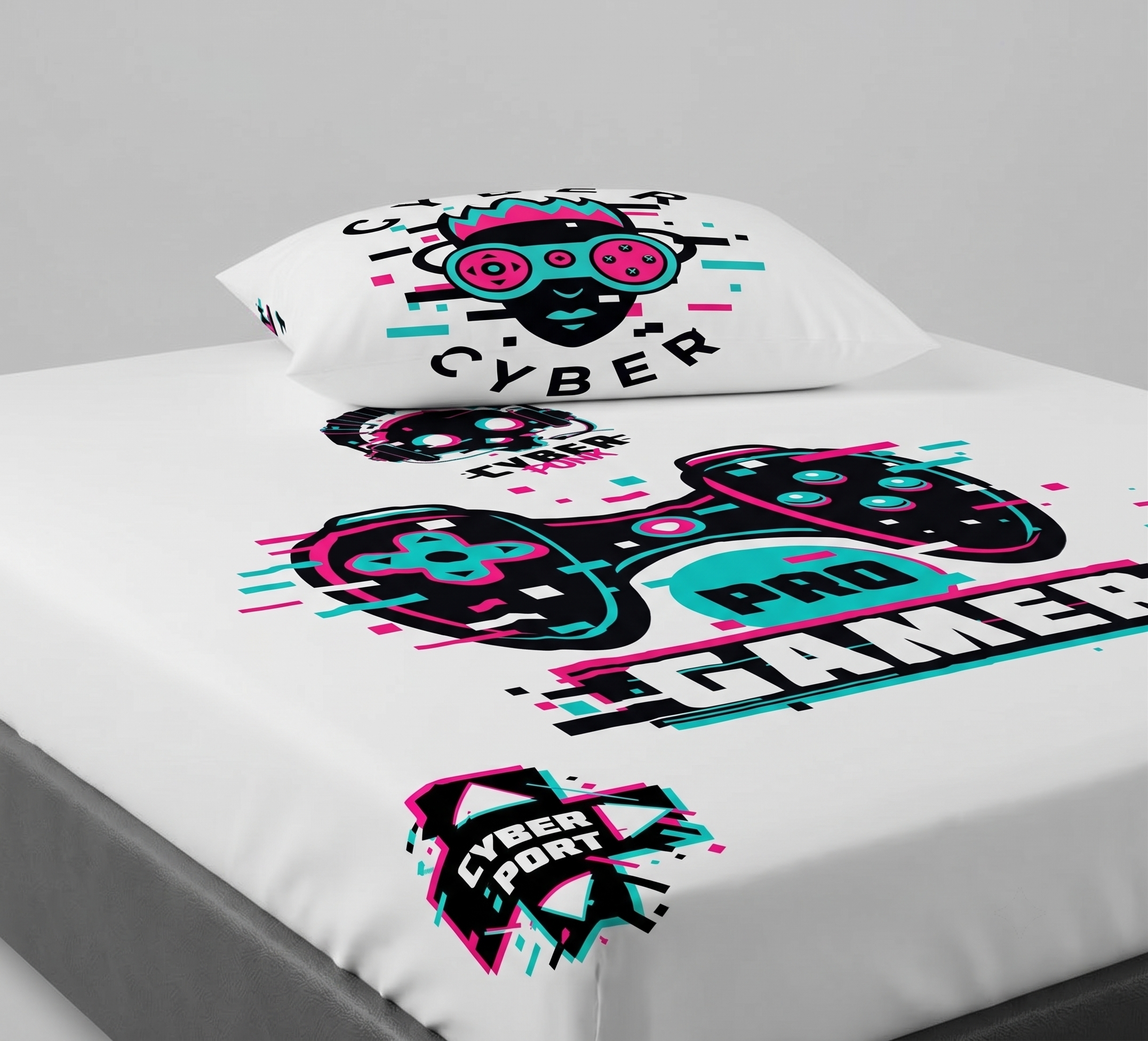 Cyber Sport Gaming Themed kids Cotton Bed Sheet