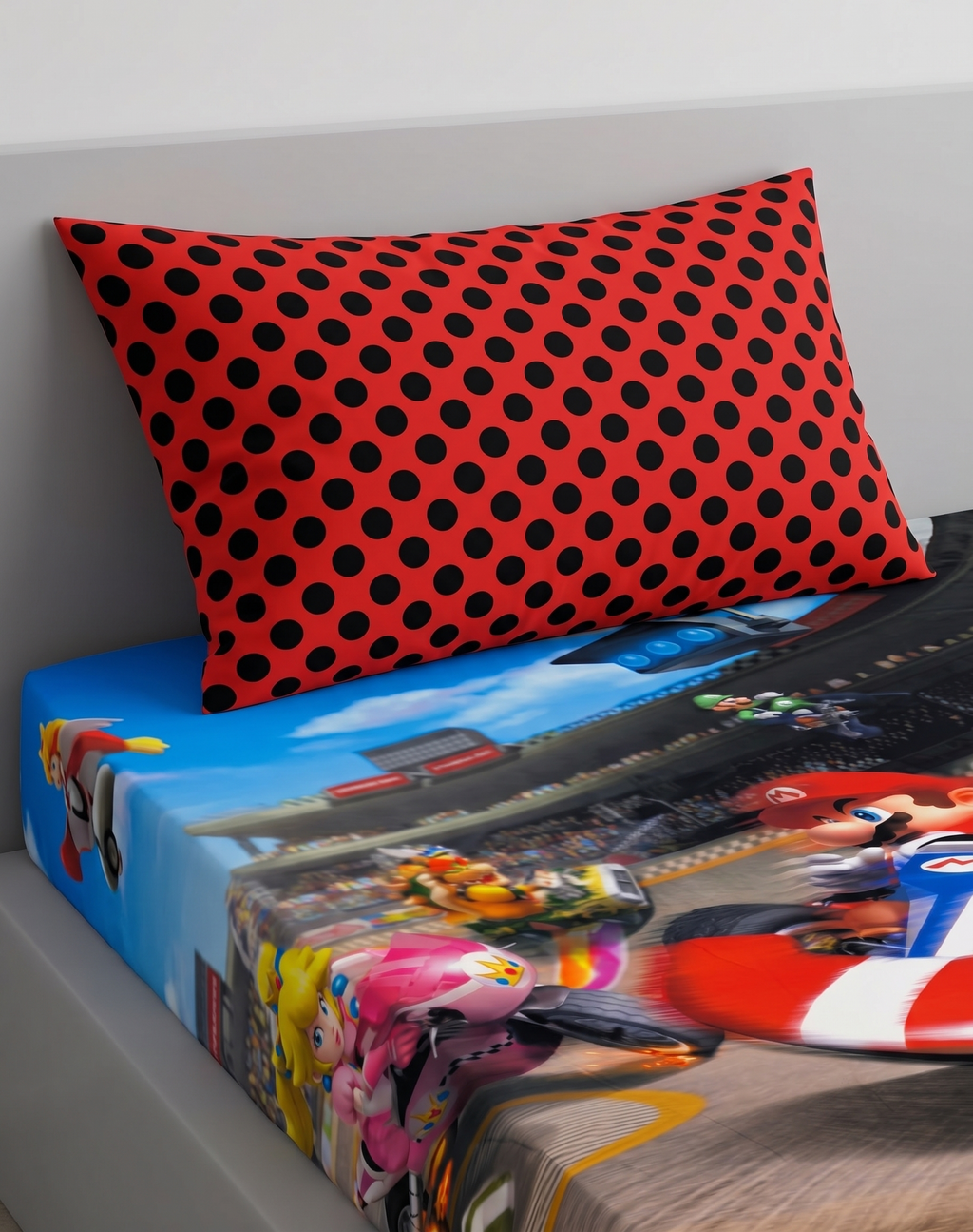 Super Mario Kart Themed kids percale Bed Sheet
