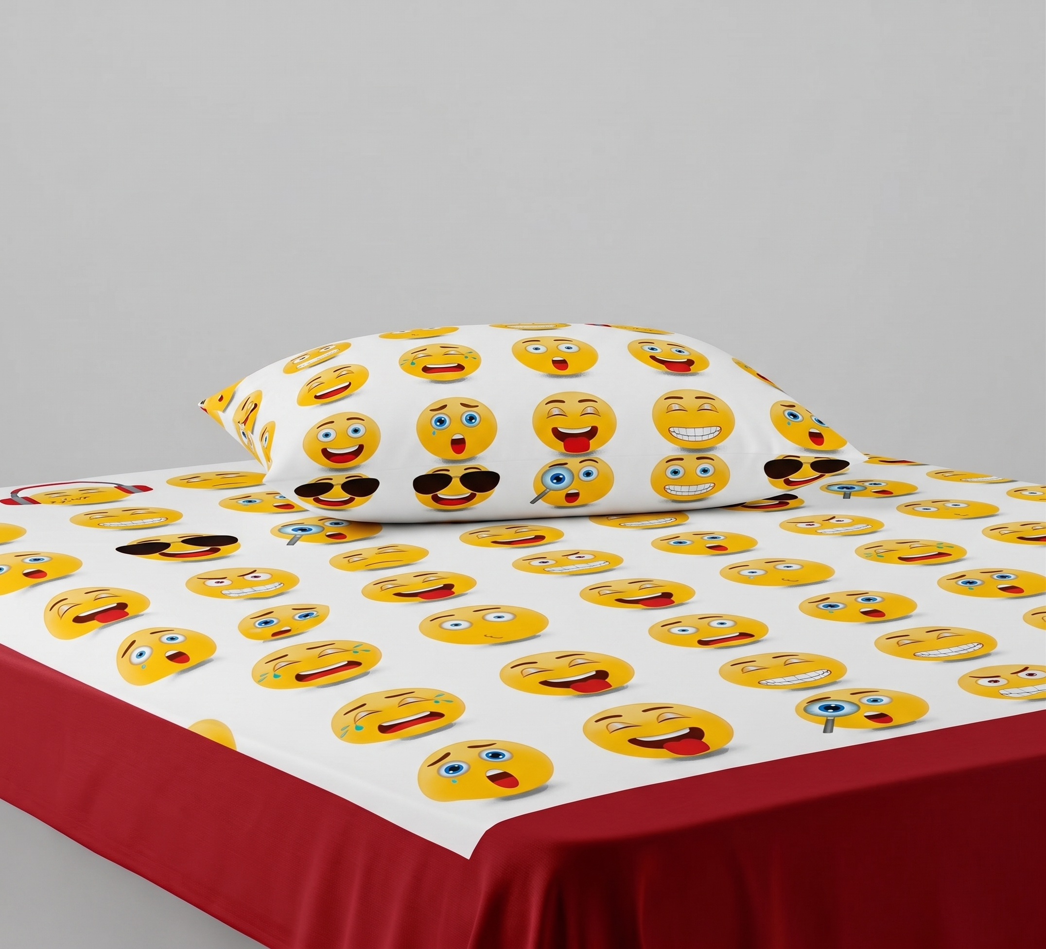 Various Expressions Emoji Themed kids Cotton Bed Sheet