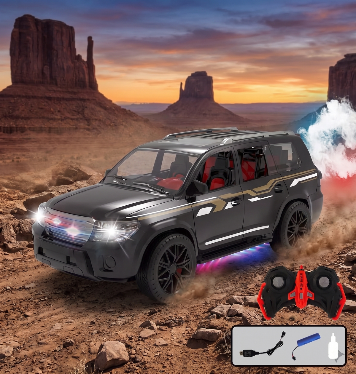 Land Cruiser 1:14 Scale Remote Control Urban Off-Road SUV With Light and Smoke