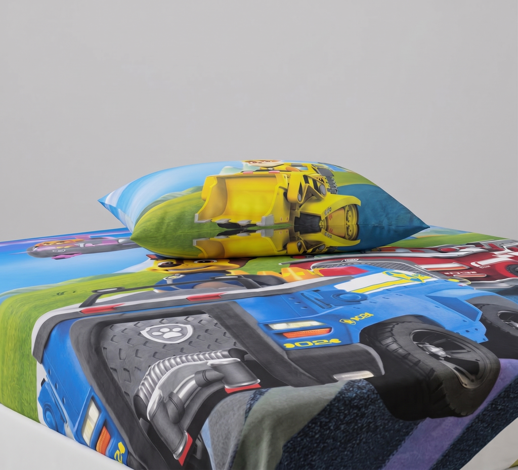 Paw Patrol Blue Police Vehicle kids Cotton Bed Sheet