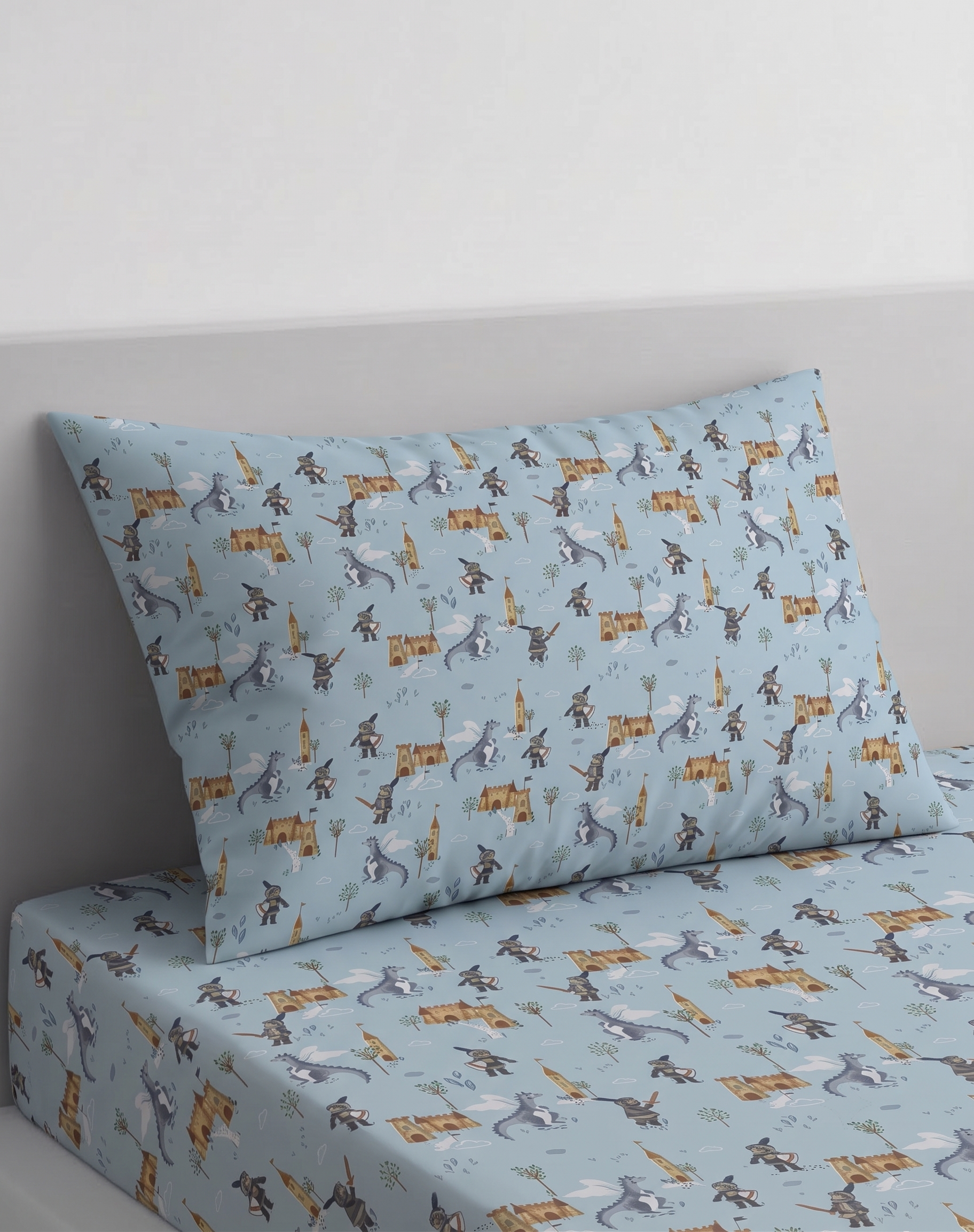 Castle Themed kids percale Bed Sheet