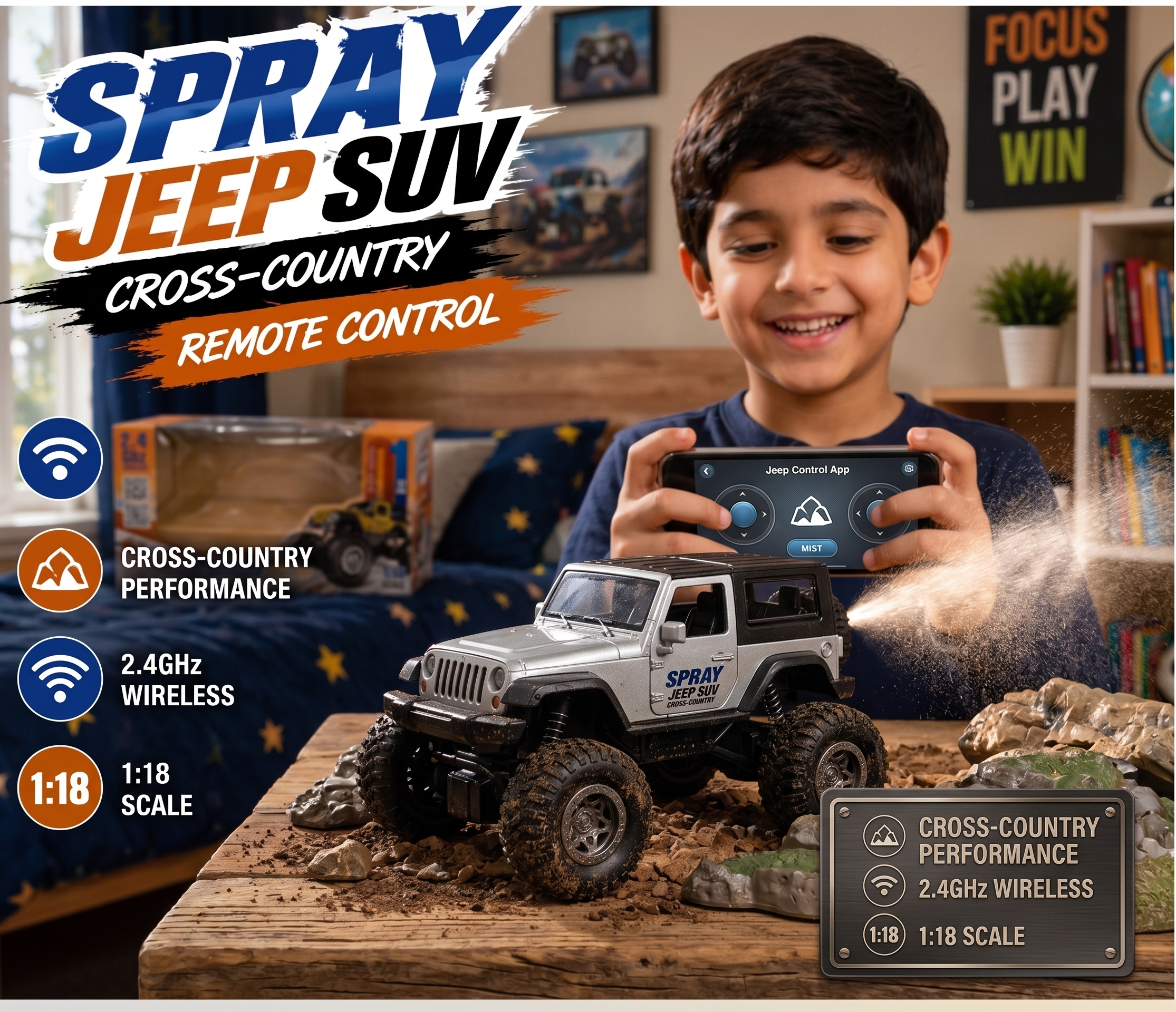 Remote Control  Spray Metal SUV Jeep