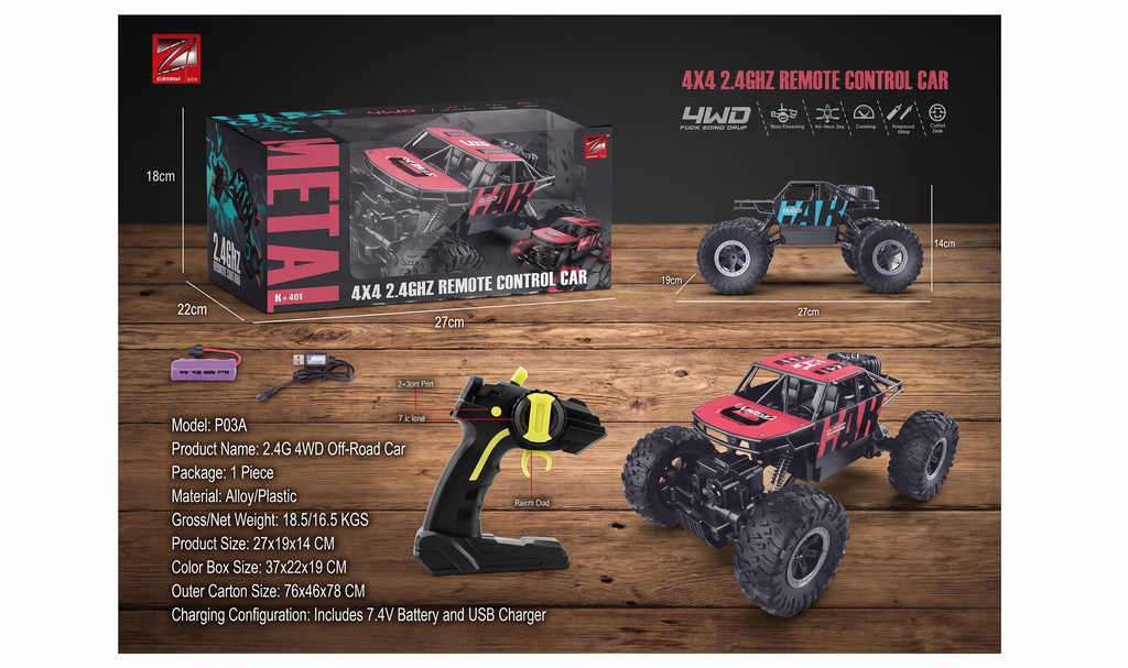 METAL MAX 1:14 Scale 4x4 All-Terrain Remote Control Rock Crawler