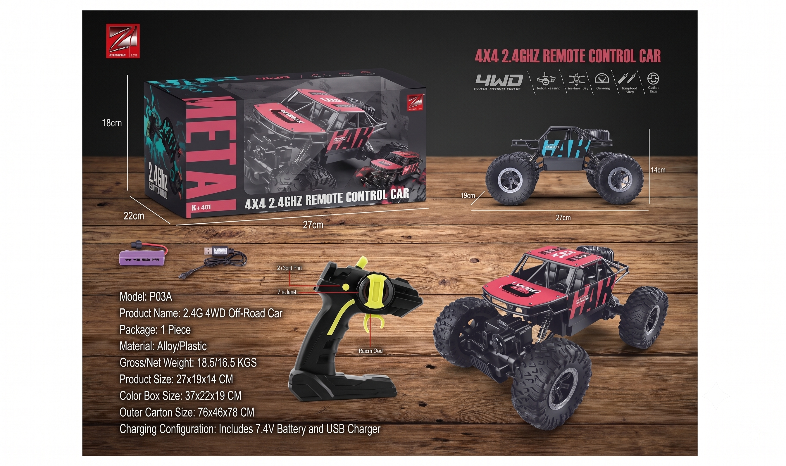 METAL MAX 1:14 Scale 4x4 All-Terrain Remote Control Rock Crawler