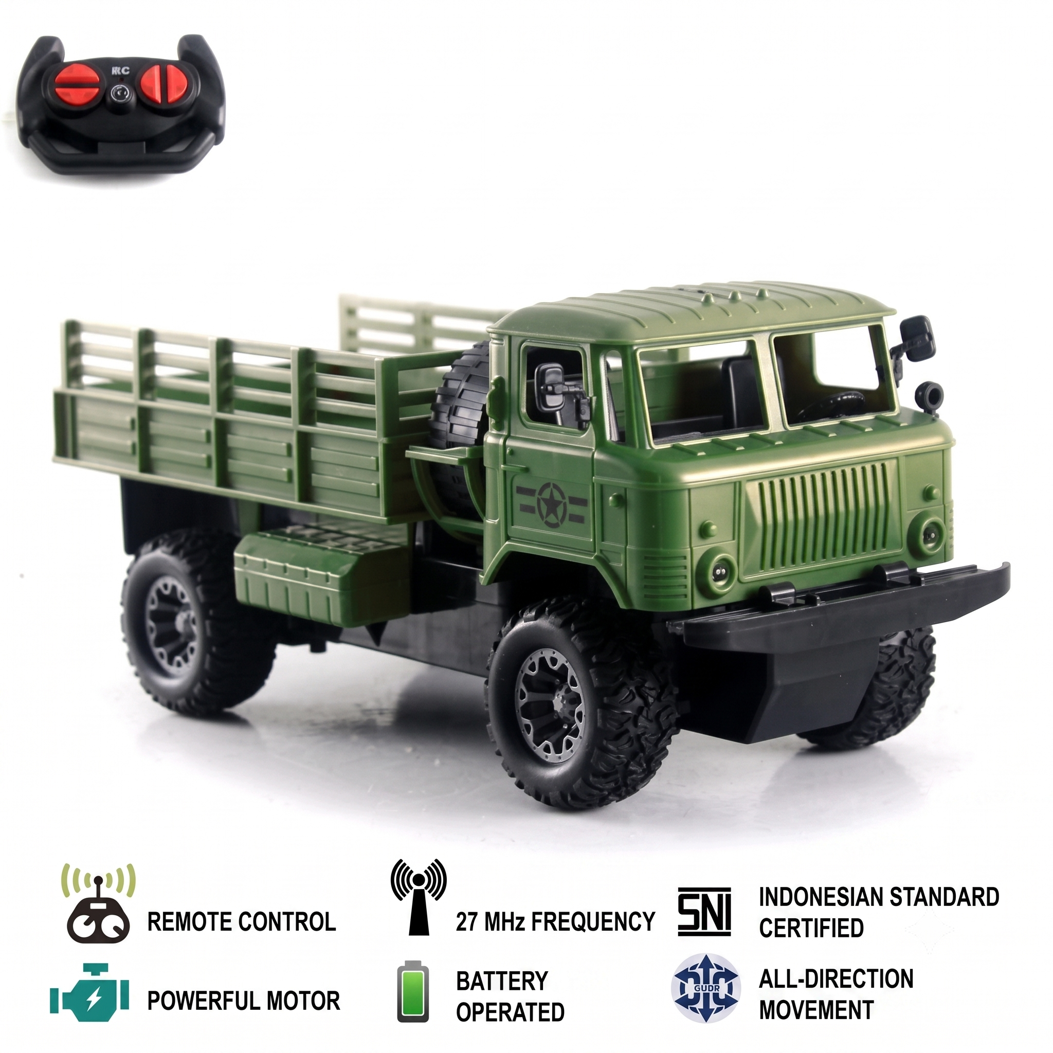 1:16 Scale Remote Control Military Off-Road Truck Cargo Transport