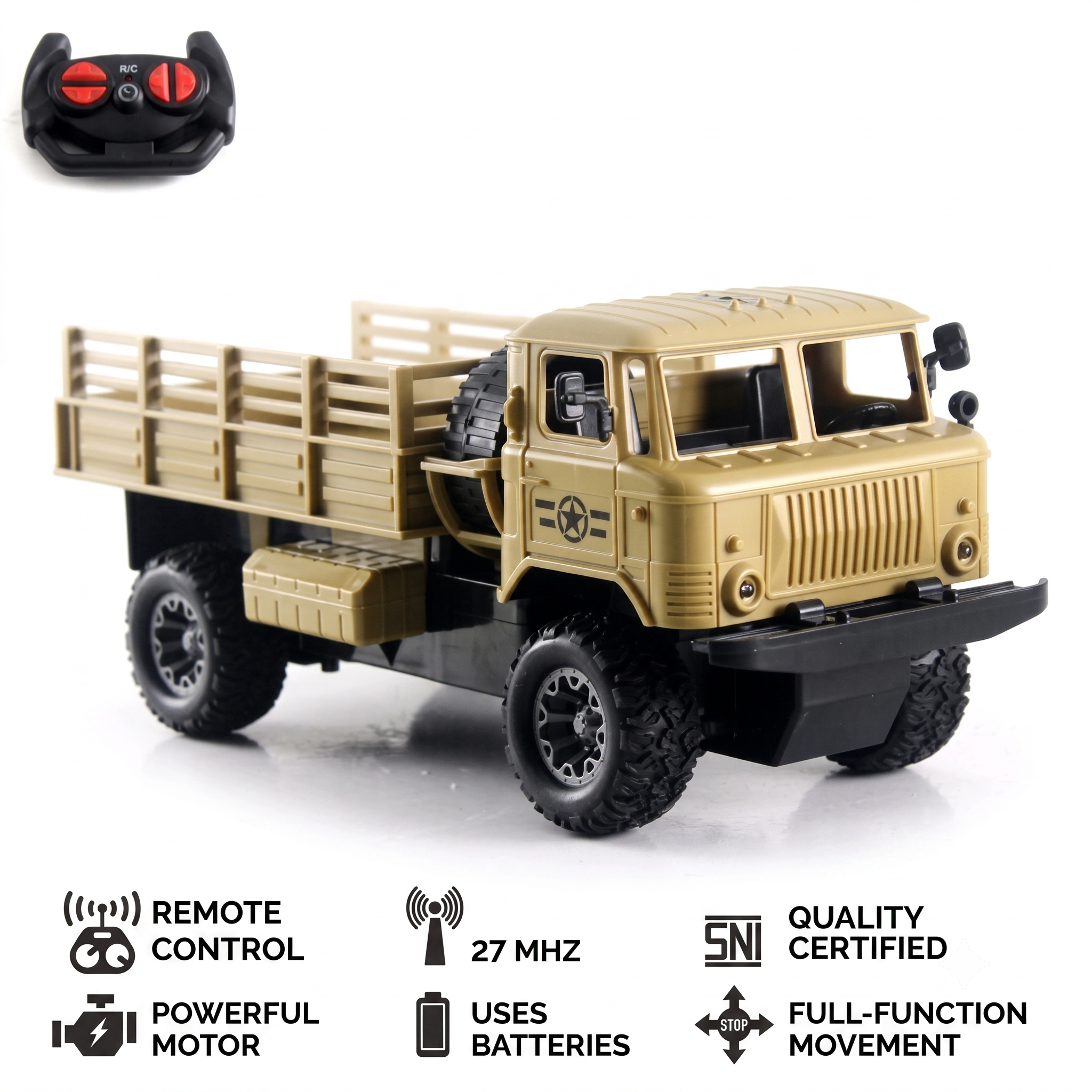 1:16 Scale Remote Control Military Off-Road Truck Cargo Transport