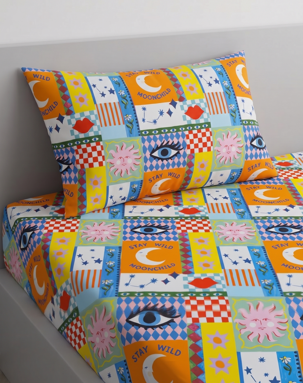 Stay Wild Moonchild Themed kids Percale Bed Sheet