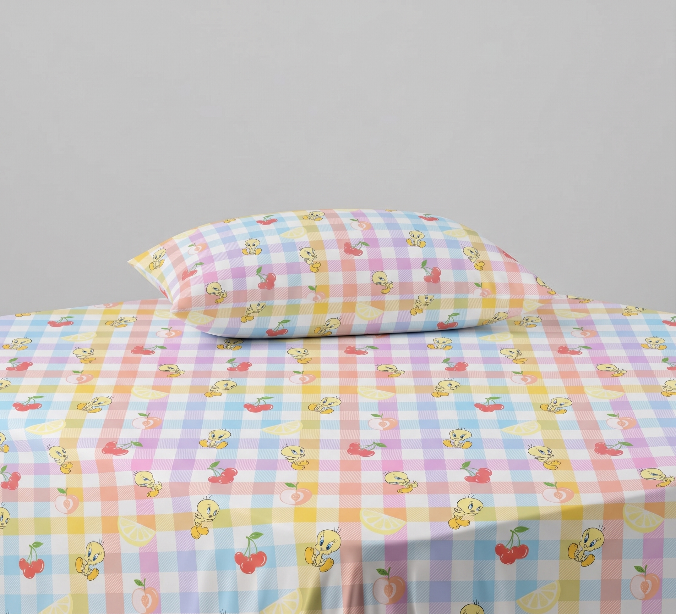 Tweety cartoon character and cherry fruit  kids Cotton Bed Sheet
