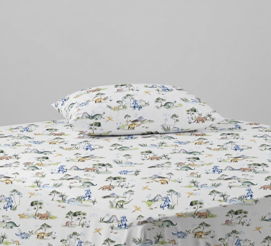 Colorfull Dinosaurs Print kids Cotton Bed Sheet