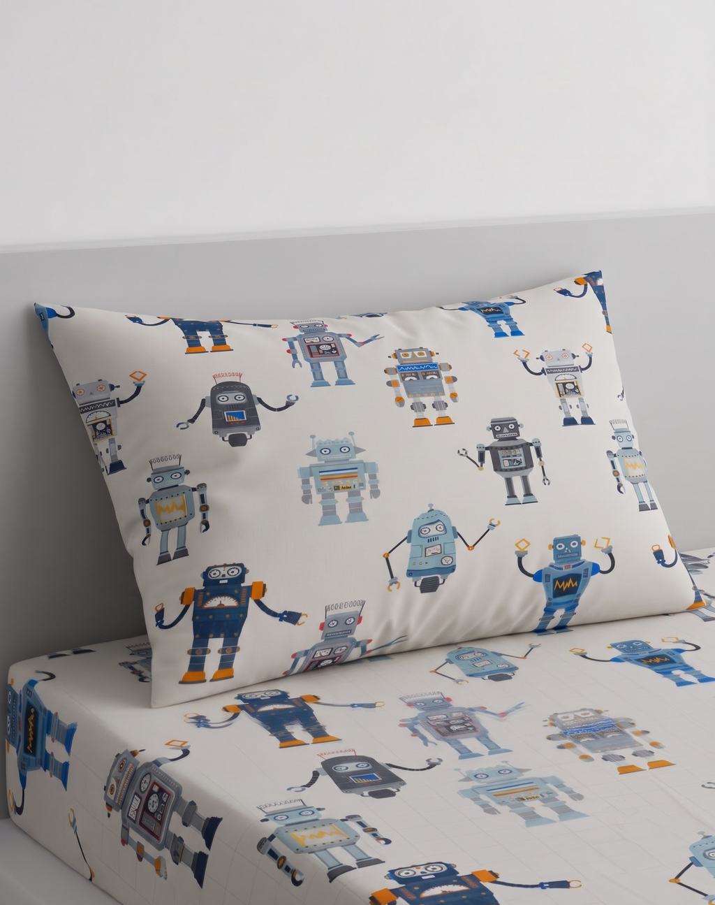 Linen House Retro Robot kids Cotton Bed Sheet