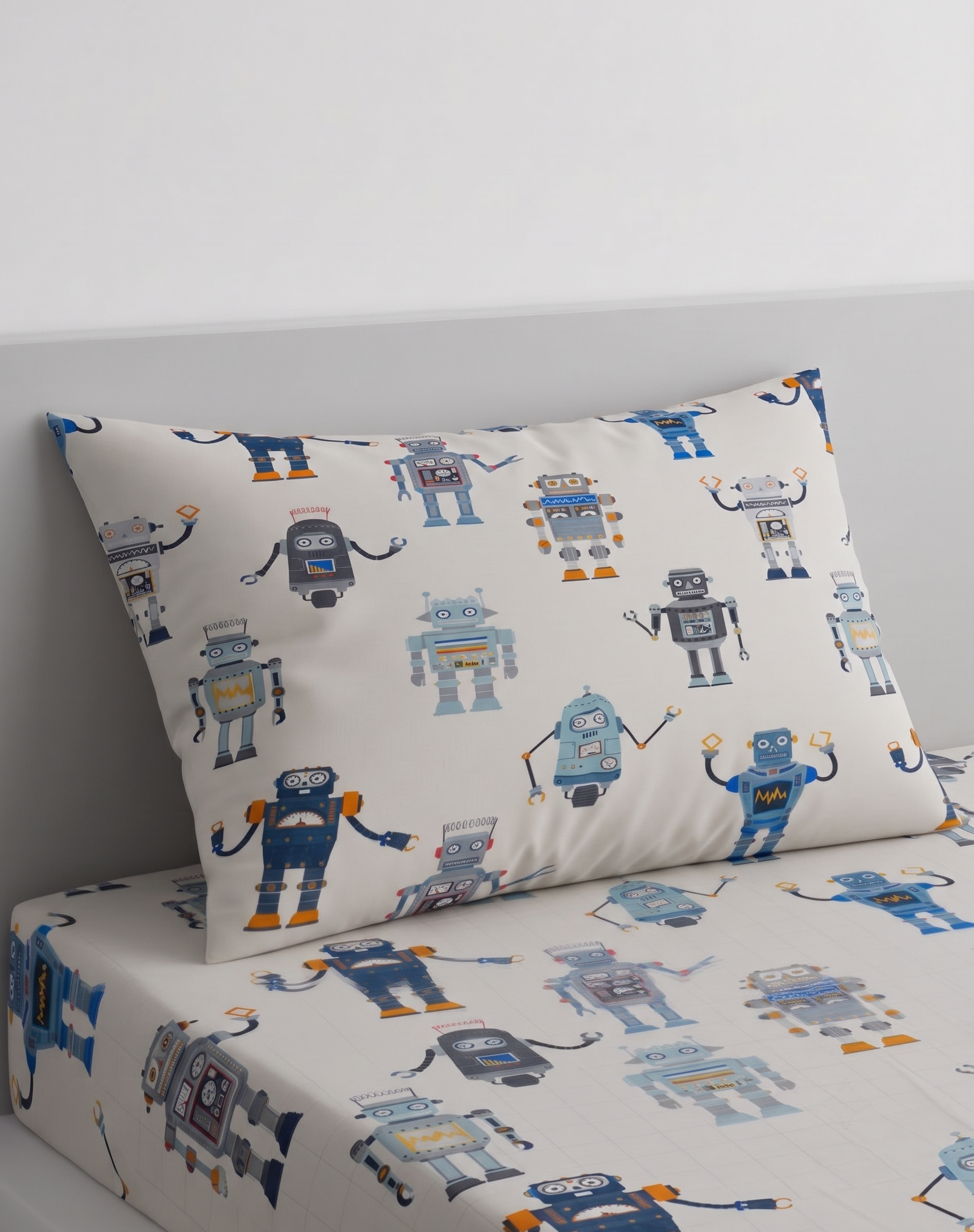 Linen House Retro Robot kids Cotton Bed Sheet