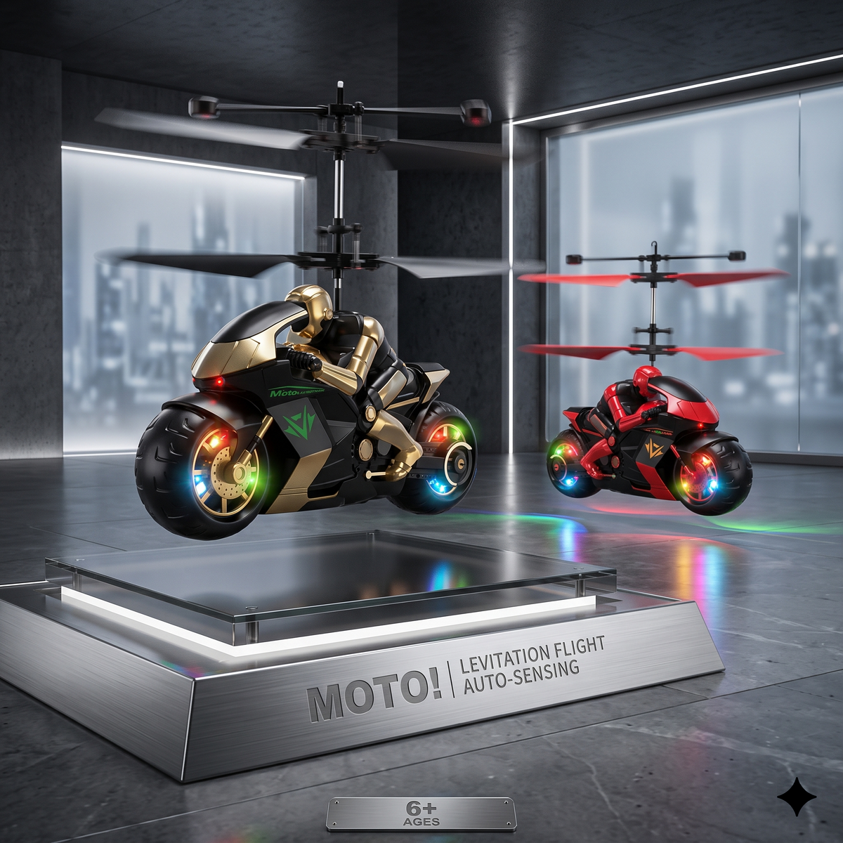 Rechargeable Hand Sensor Flying Motorcycle Toy – Infrared Sensing Hover Bike