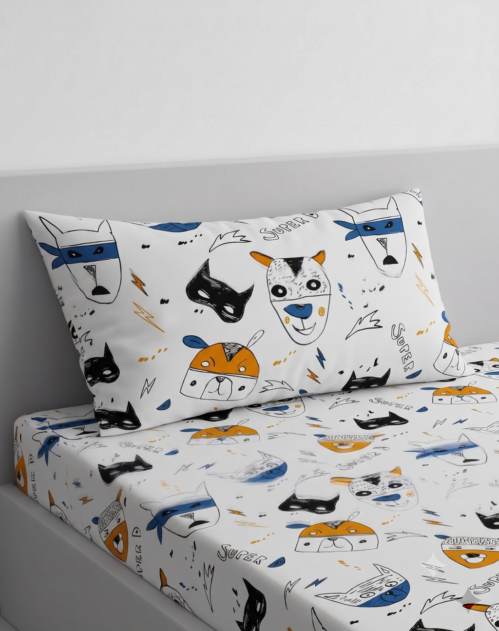 Cartoon Dog Super D kids Cotton Bed Sheet