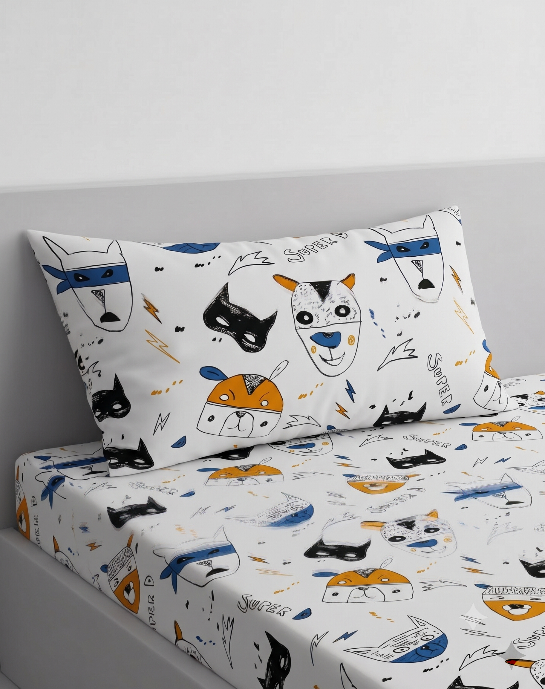 Cartoon Dog Super D kids Cotton Bed Sheet
