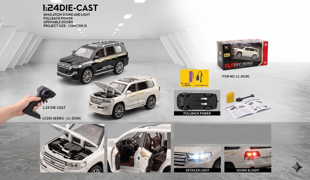 Land Cruiser 1:24 Scale Premium Die-Cast Remote Control Off-Road SUV