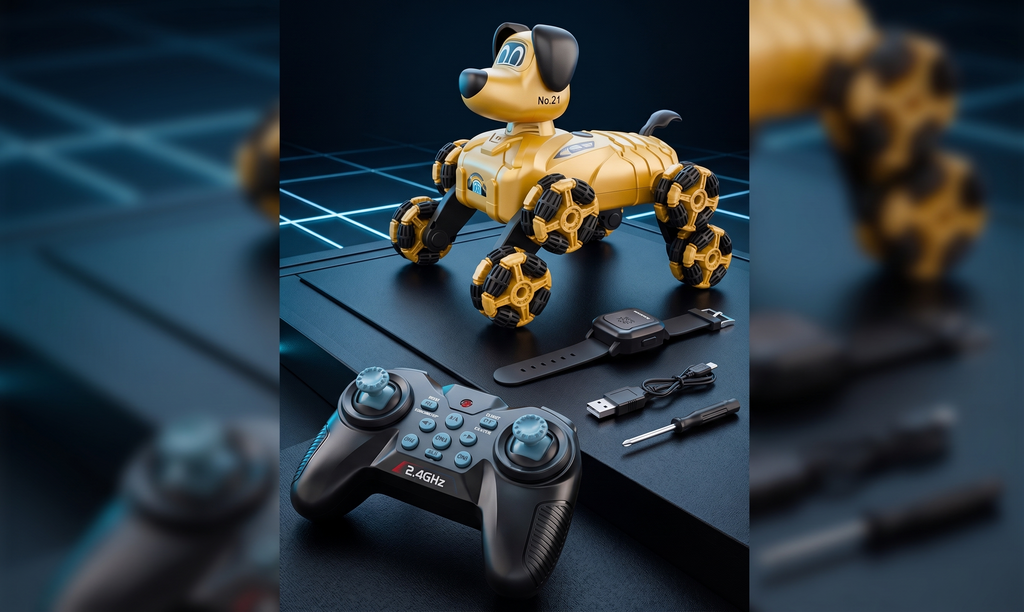 Remote Control And Hand Gesture Eight-Wheel Robot Stunt Dog