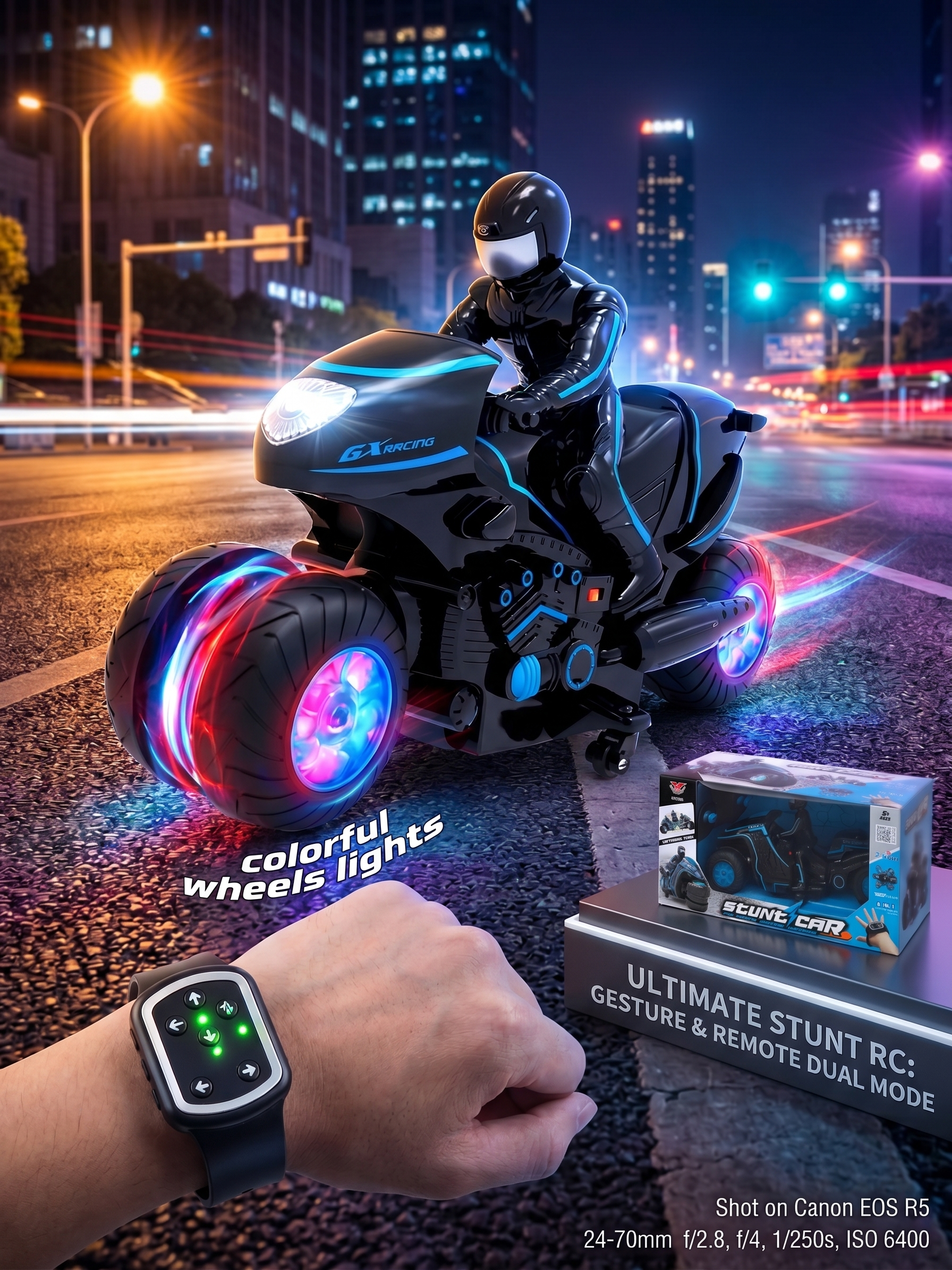 REMOTE CONTROL STUNT BIKE WITH WATCH FOR KIDS