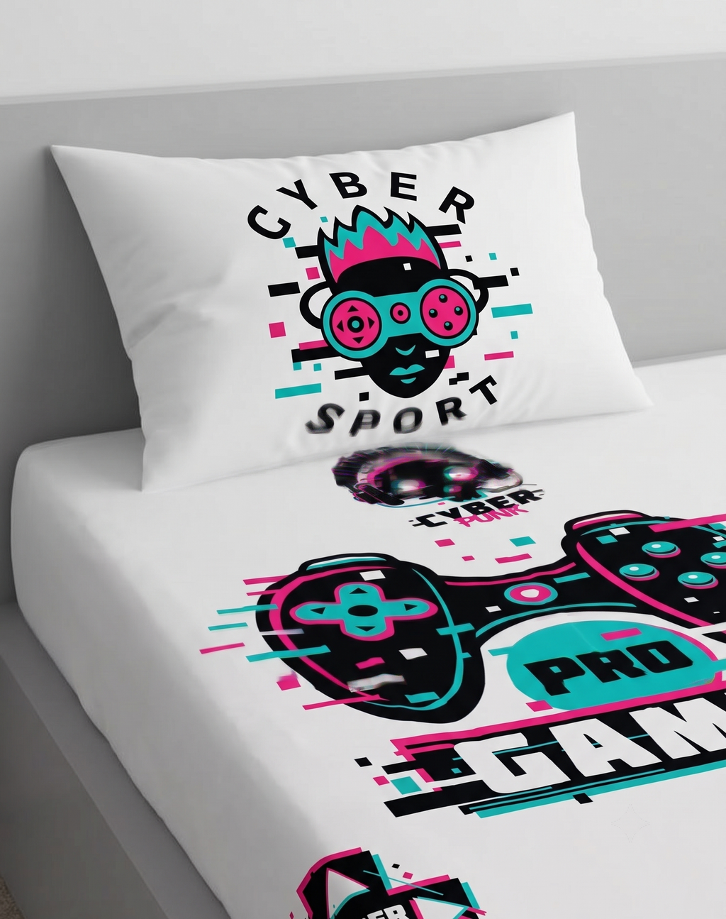 Cyber Sport Gaming Themed kids Cotton Bed Sheet