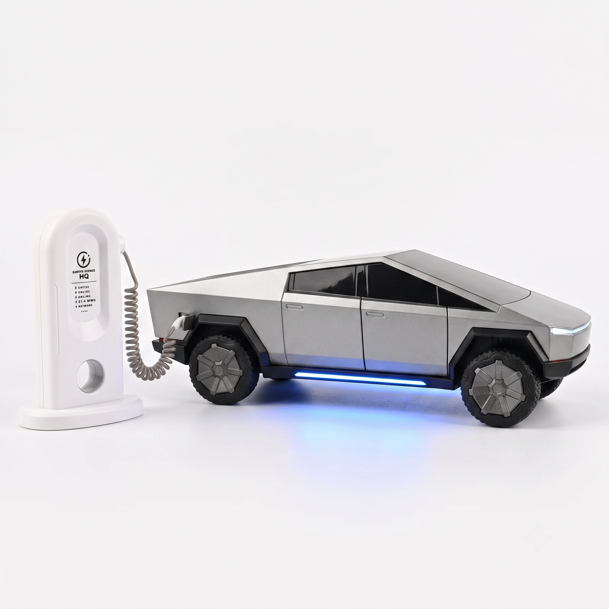 Remote Control Tesla Cyber Truck with EV Station Music Lights and Smoke Effect
