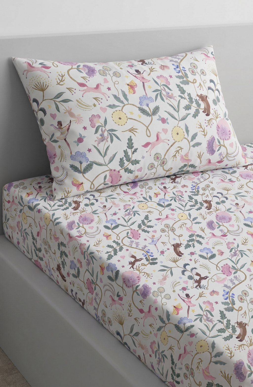 Floral and Animal print kids Cotton Bed Sheet