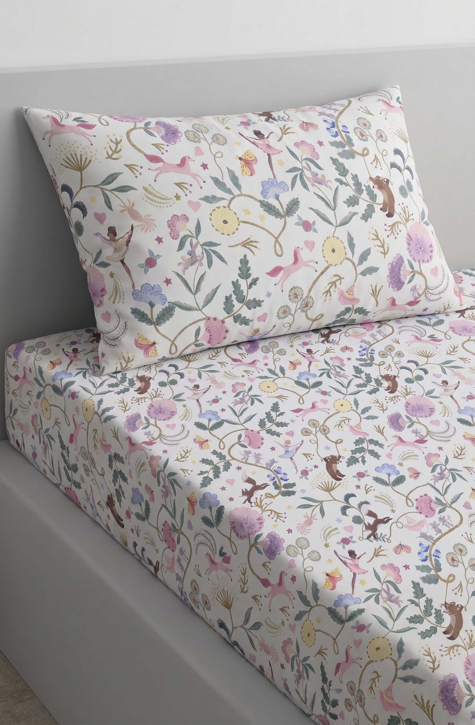 Floral and Animal print kids Cotton Bed Sheet